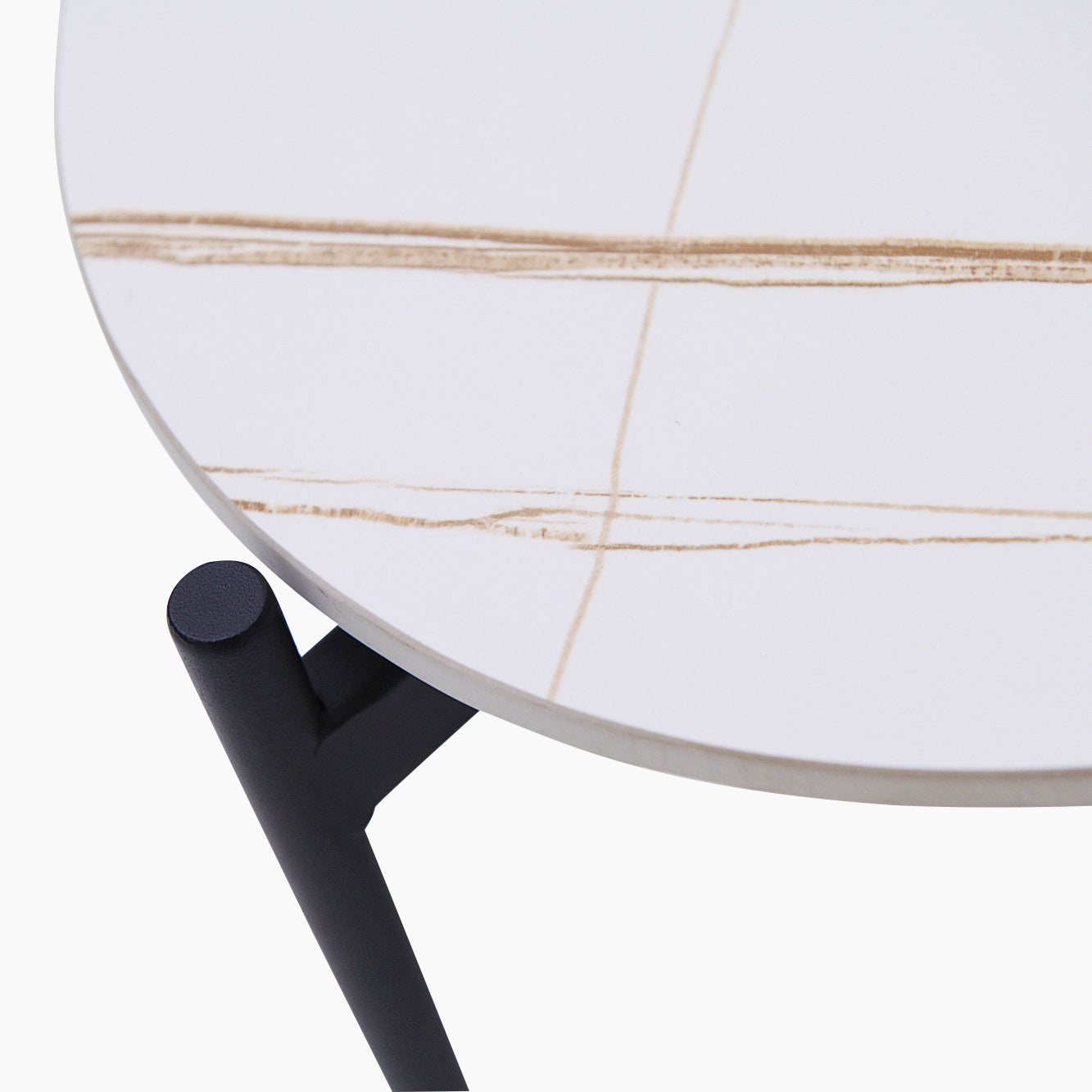 Rocco Square Coffee Table - Square Coffee Table White & Gold Ceramic Top / Black Powder Coated Metal Legs Tables Sterling Home 3