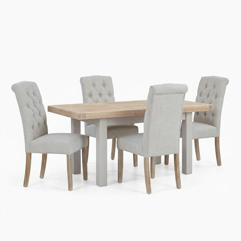 Salford Small Extending Dining Table & 4 Button Back Chairs Set Sterling Home 1