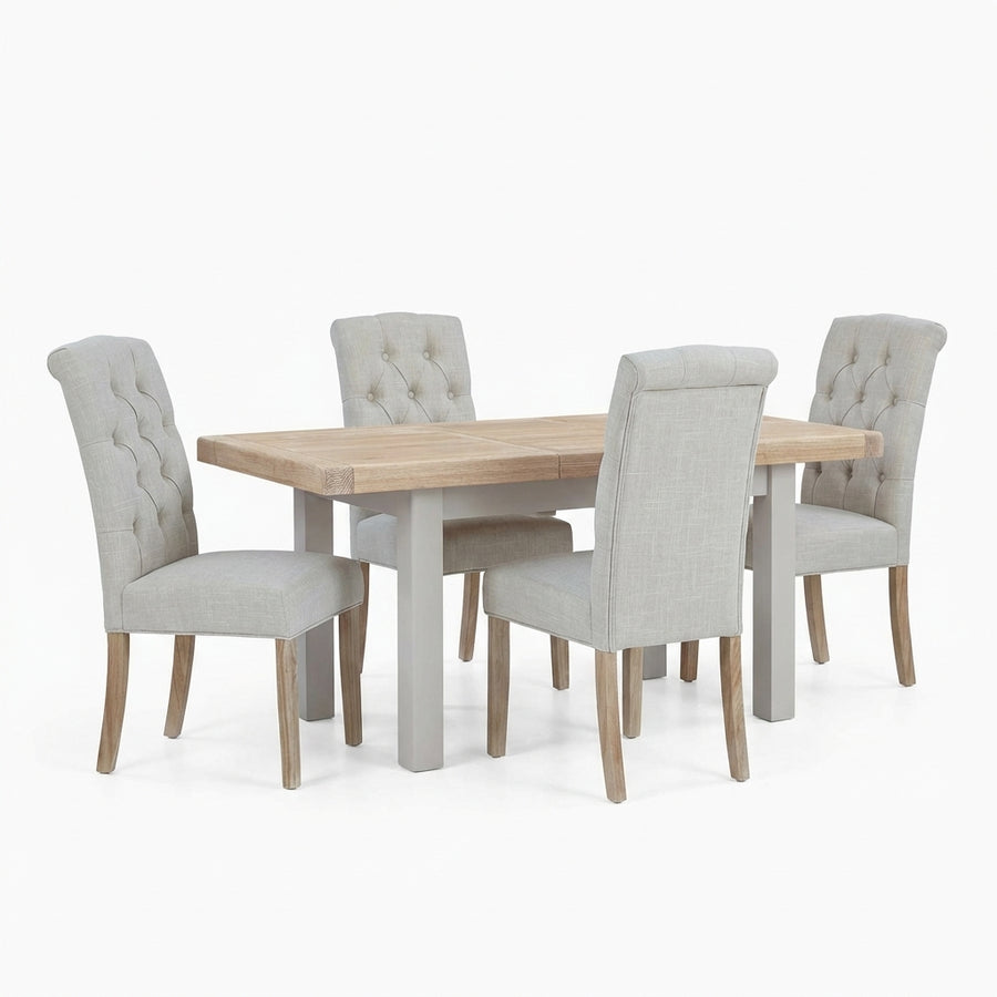 Salford Small Extending Dining Table & 4 Button Back Chairs Sterling Home 1