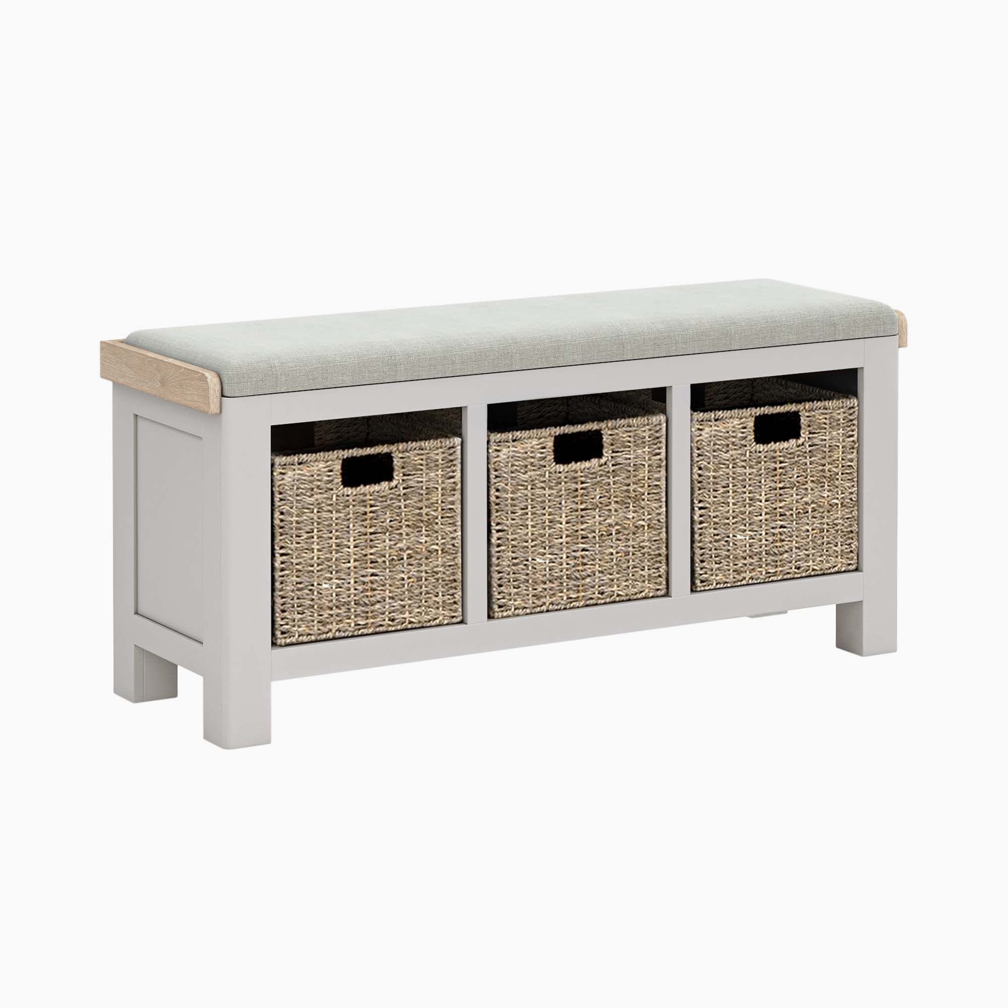 Salford Cross Bench - Storage Bench Stone Grey / Beige Fabric - Beige Storage Sterling Home 1