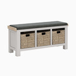 Salford Cross Bench - Storage Bench Stone Grey / Beige Fabric - Beige Storage Sterling Home 3