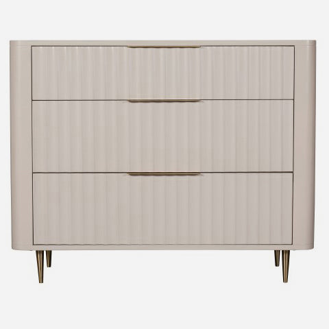 Saskia 3 Drawer Cabinet - 3 Drawer Chest Soft Grey Painted / Brass Storage Sterling Home 1