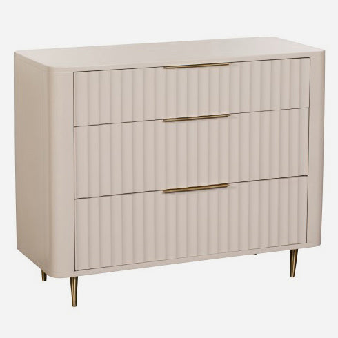 Saskia 3 Drawer Cabinet - 3 Drawer Chest Soft Grey Painted / Brass Storage Sterling Home 3