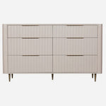 Saskia 6 Drawer Cabinet - 6 Drawer Wide Chest Soft Grey Painted / Brass Storage Sterling Home 1