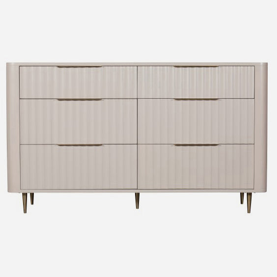 Saskia 6 Drawer Cabinet - 6 Drawer Wide Chest Soft Grey Painted / Brass Storage Sterling Home 1