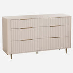 Saskia 6 Drawer Cabinet - 6 Drawer Wide Chest Soft Grey Painted / Brass Storage Sterling Home 4