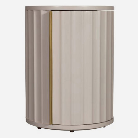 Saskia Bedside Cabinet - Bedside (Left) Soft Grey Painted / Brass - Left Hand Storage Sterling Home 4
