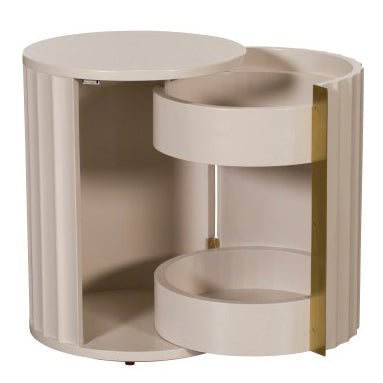 Saskia Bedside Cabinet - Bedside (Left) Soft Grey Painted / Brass - Left Hand Storage Sterling Home 6