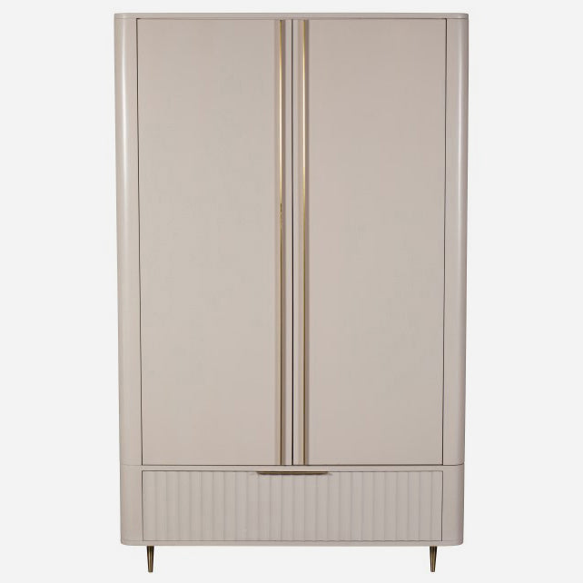 Saskia Wardrobe - Double Wardrobe Soft Grey Painted / Brass Storage Sterling Home 1