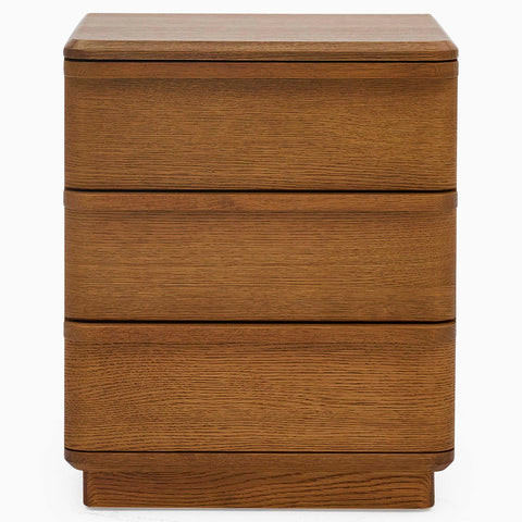 Serene 3 Drawer Bedside Cabinet - 3 Drawer Bedside Oak / Oak Veneer Storage Sterling Home 1