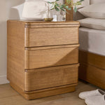 Serene 3 Drawer Bedside Cabinet - 3 Drawer Bedside Oak / Oak Veneer Storage Sterling Home 2