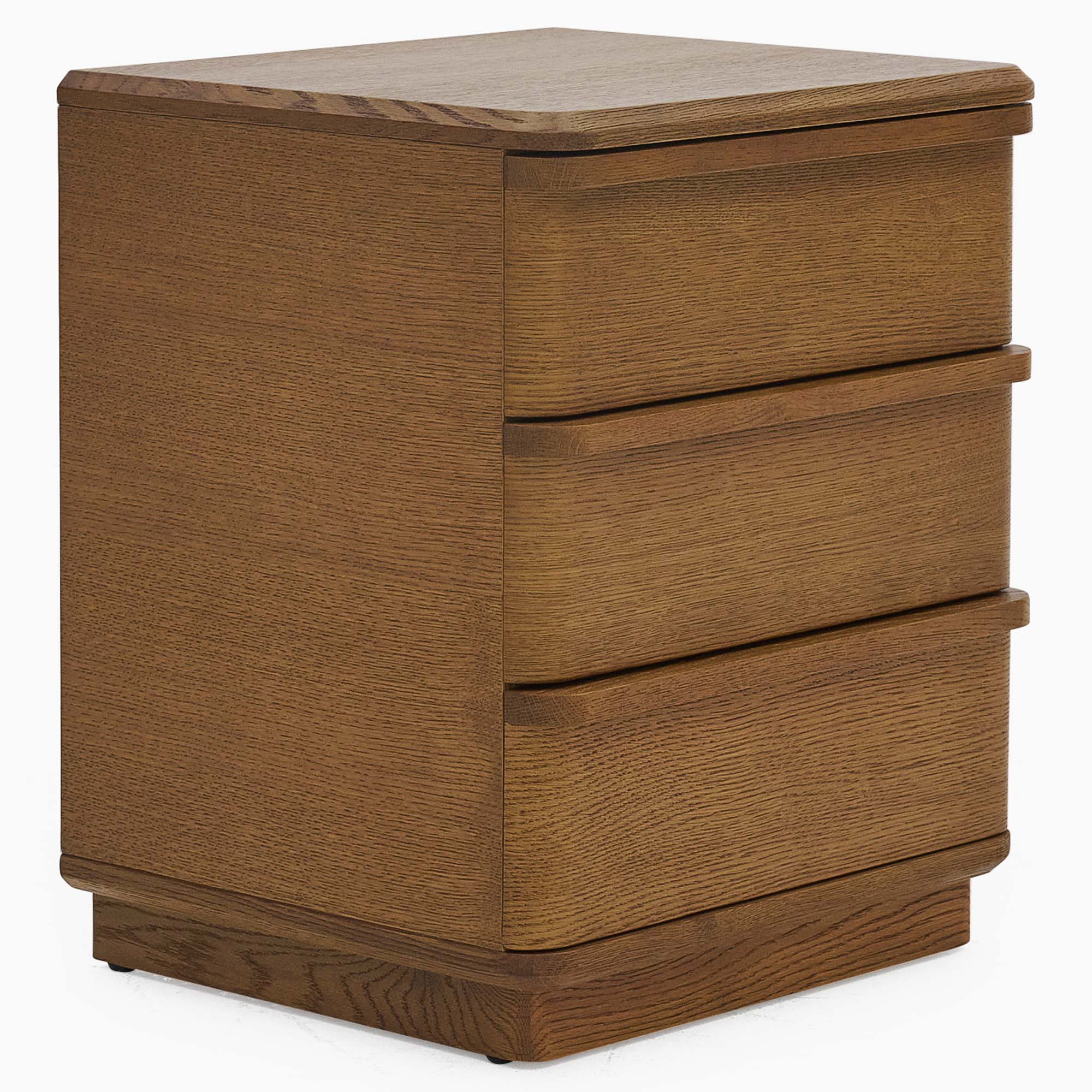 Serene 3 Drawer Bedside Cabinet - 3 Drawer Bedside Oak / Oak Veneer Storage Sterling Home 3