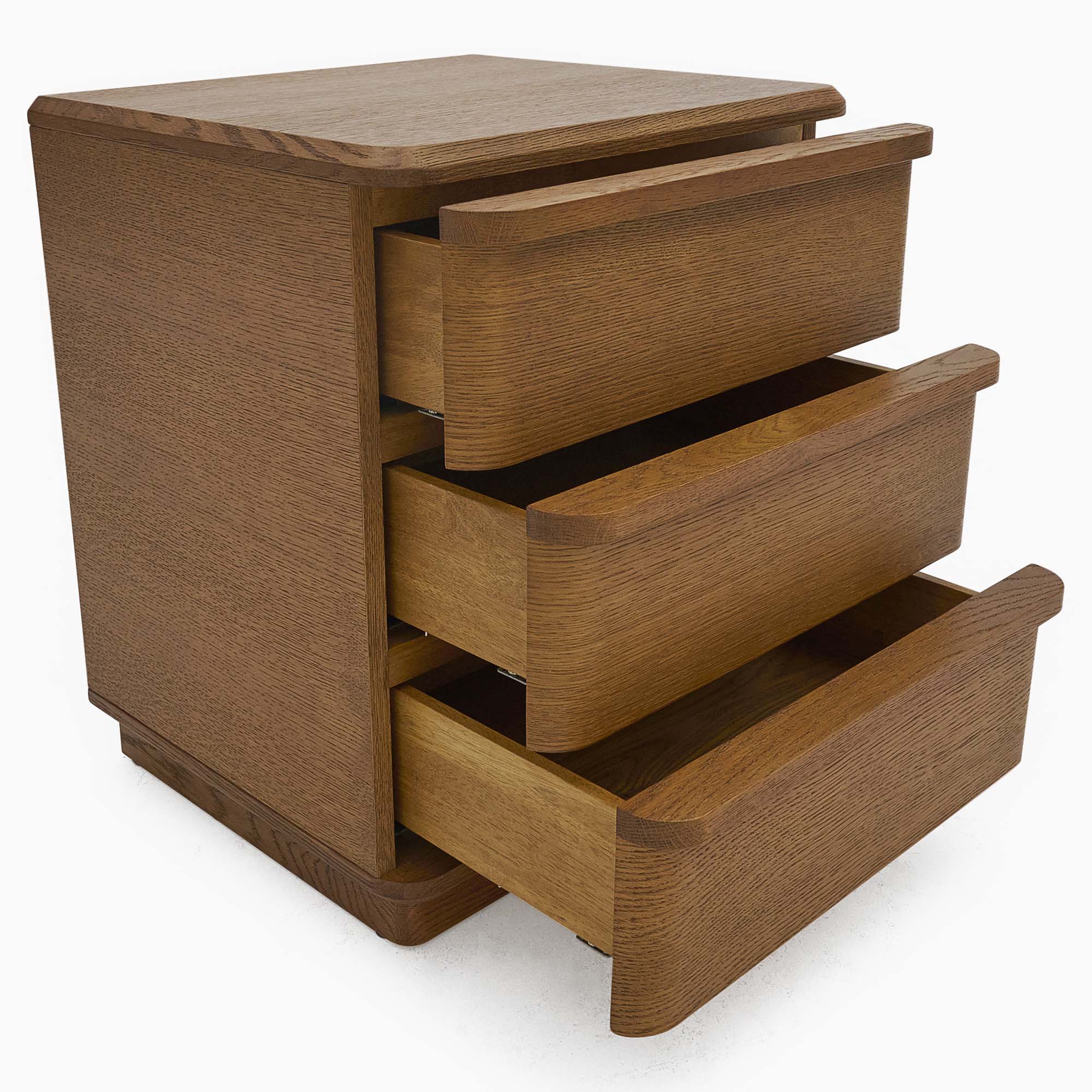 Serene 3 Drawer Bedside Cabinet - 3 Drawer Bedside Oak / Oak Veneer Storage Sterling Home 9