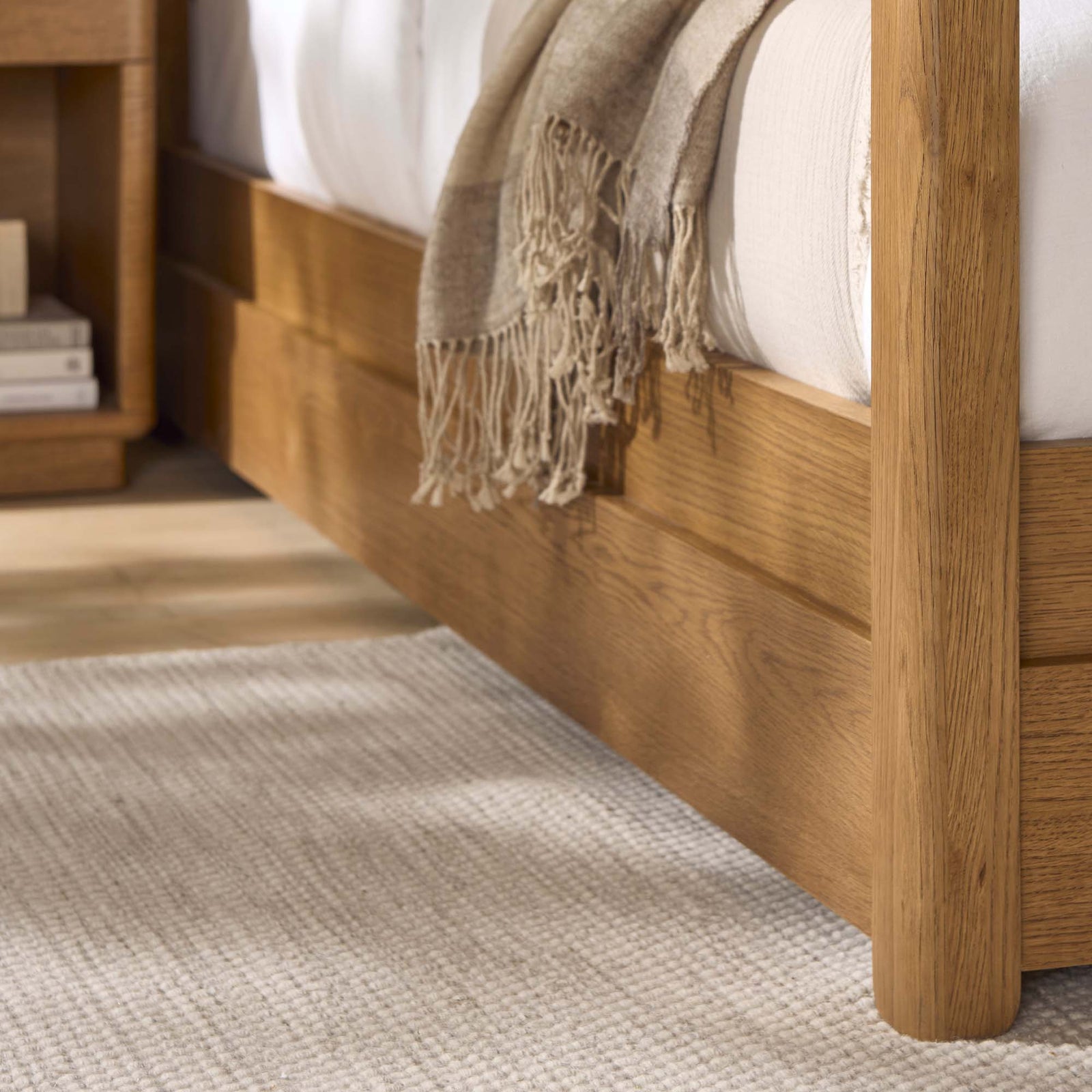 Serene Low Bedframe - 5' Low Food End Bed Oak / Oak Veneer - King Sterling Home 12