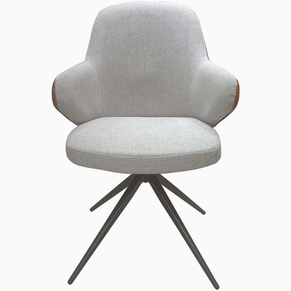 Sierra Swivel Dining Chair - Swivel Dining Chair Grey Fabric / Congac Leather Look Chairs Sterling Home 1