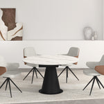 Sierra Swivel Dining Chair - Swivel Dining Chair Grey Fabric / Congac Leather Look Chairs Sterling Home 2