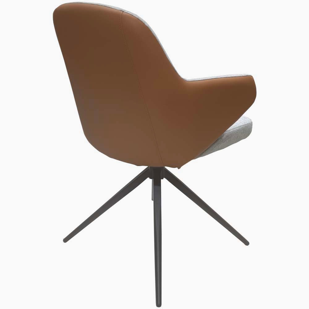 Sierra Swivel Dining Chair - Swivel Dining Chair Grey Fabric / Congac Leather Look Chairs Sterling Home 5