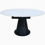 Sierra Motion Dining Table - Motion Table White Sintered Stone / Black Powder Coat Metal Base Tables Sterling Home 1