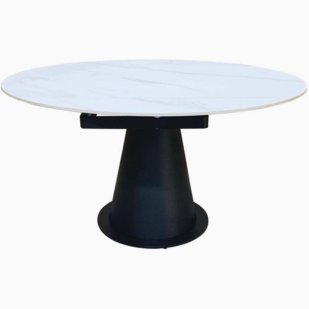 Sierra Motion Dining Table - Motion Table White Sintered Stone / Black Powder Coat Metal Base Tables Sterling Home 1
