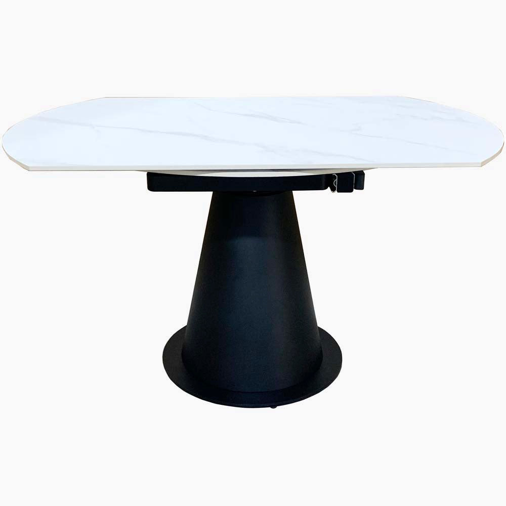 Sierra Motion Dining Table - Motion Table White Sintered Stone / Black Powder Coat Metal Base Tables Sterling Home 3