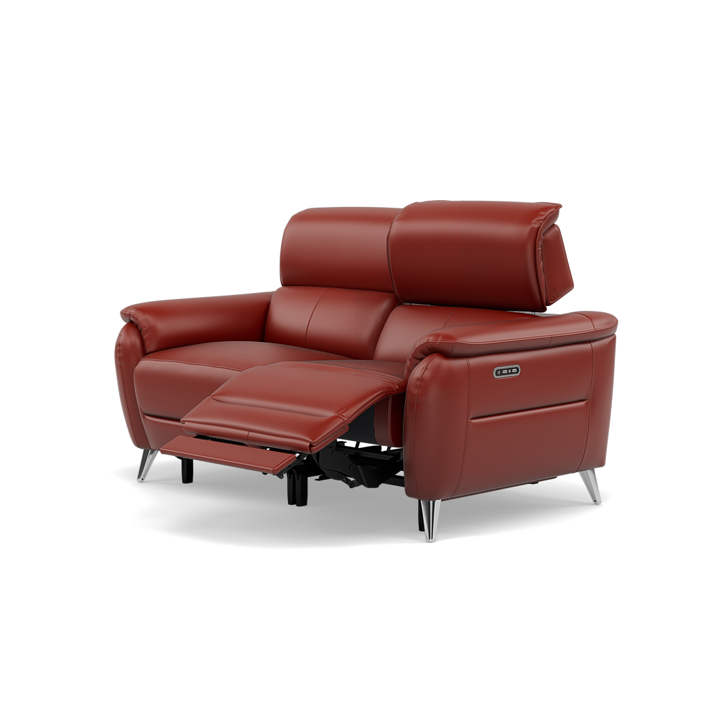 Sol 2 Seater Recliner Sofa - 2 Seater Power Recliner Sofa with Head Tilt Cat 60 — Cat-60/11 Montana Flame, gallery image 3