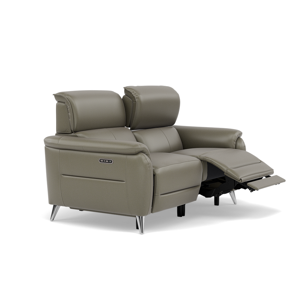 Sol 2 Seater Recliner Sofa - 2 Seater Power Recliner Sofa with Head Tilt Cat 60 — Cat-60/20 Montana Pewter, gallery image 1