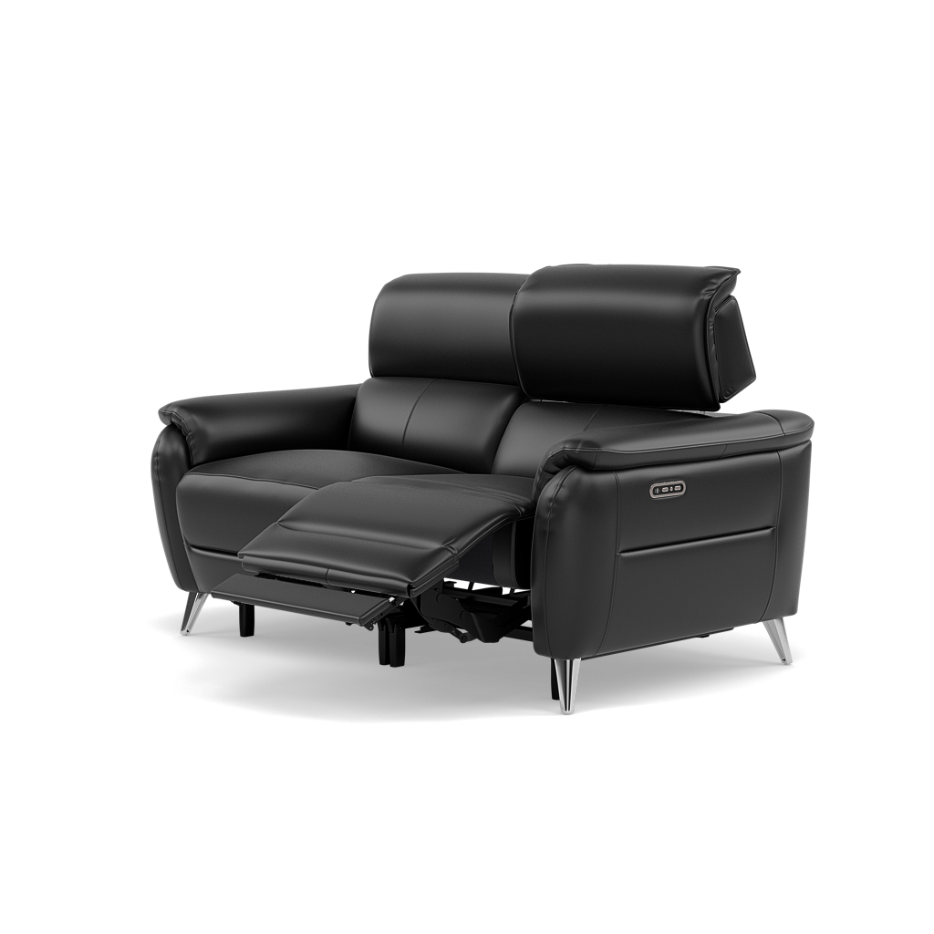 Sol 2 Seater Recliner Sofa - 2 Seater Power Recliner Sofa with Head Tilt Cat 60 — Cat-60/22 Montana Jet Black, gallery image 3