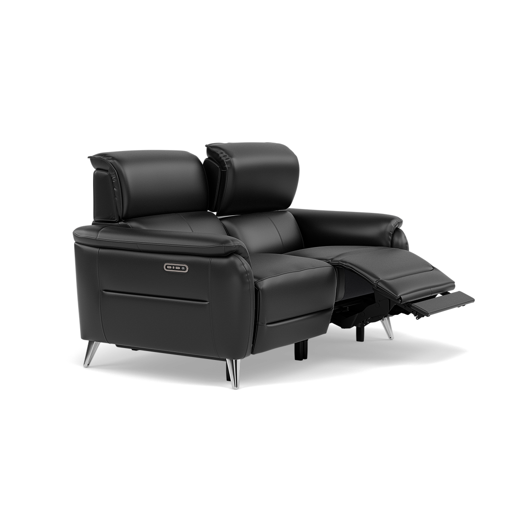 Sol 2 Seater Recliner Sofa - 2 Seater Power Recliner Sofa with Head Tilt Cat 60 — Cat-60/22 Montana Jet Black, gallery image 1