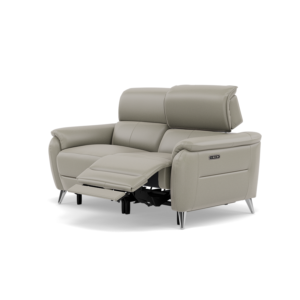 Sol 2 Seater Recliner Sofa - 2 Seater Power Recliner Sofa with Head Tilt Cat 60 — Cat-60/28 Montana New Grey, gallery image 3