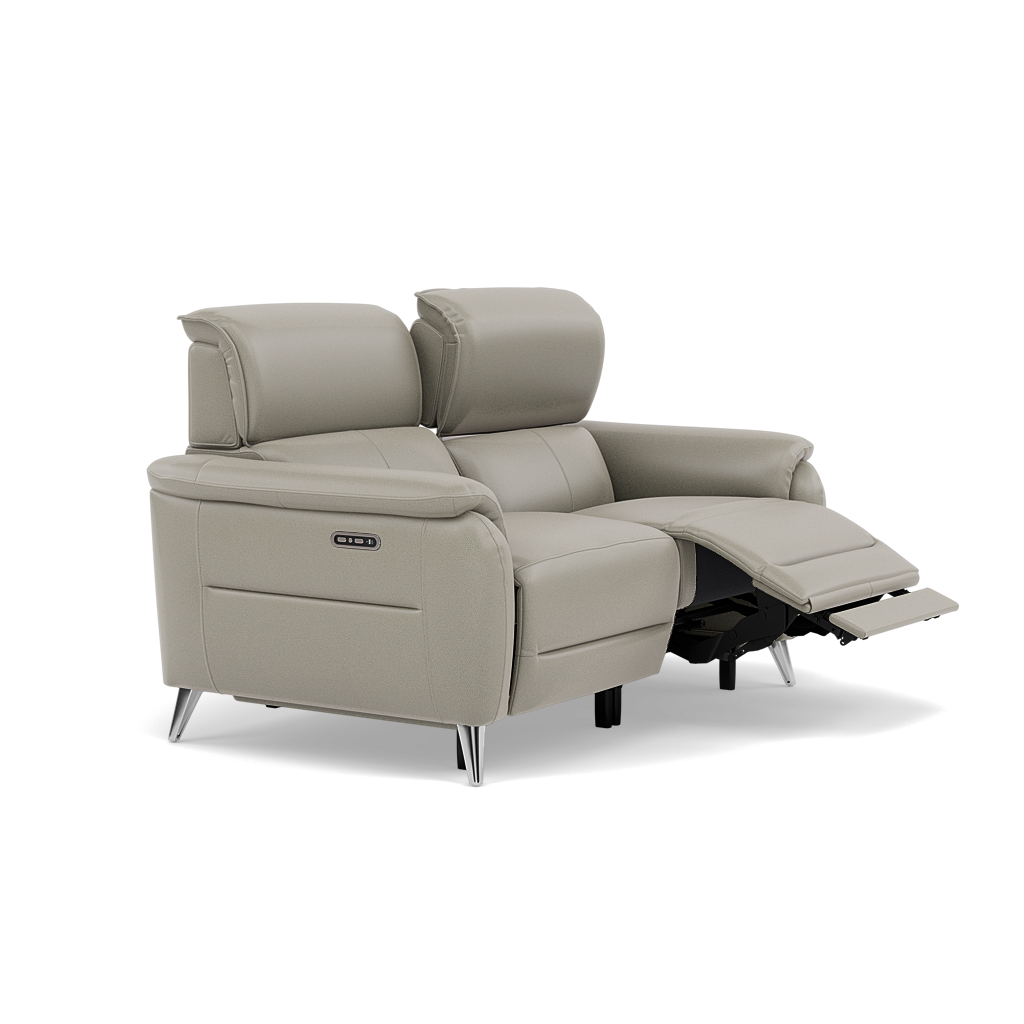 Sol 2 Seater Recliner Sofa - 2 Seater Power Recliner Sofa with Head Tilt Cat 60 — Cat-60/28 Montana New Grey, gallery image 1