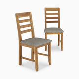 Solvi Pair of Oak/Linen Dining Chairs