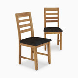 Solvi Pair of Oak/Steel Grey Dining Chairs