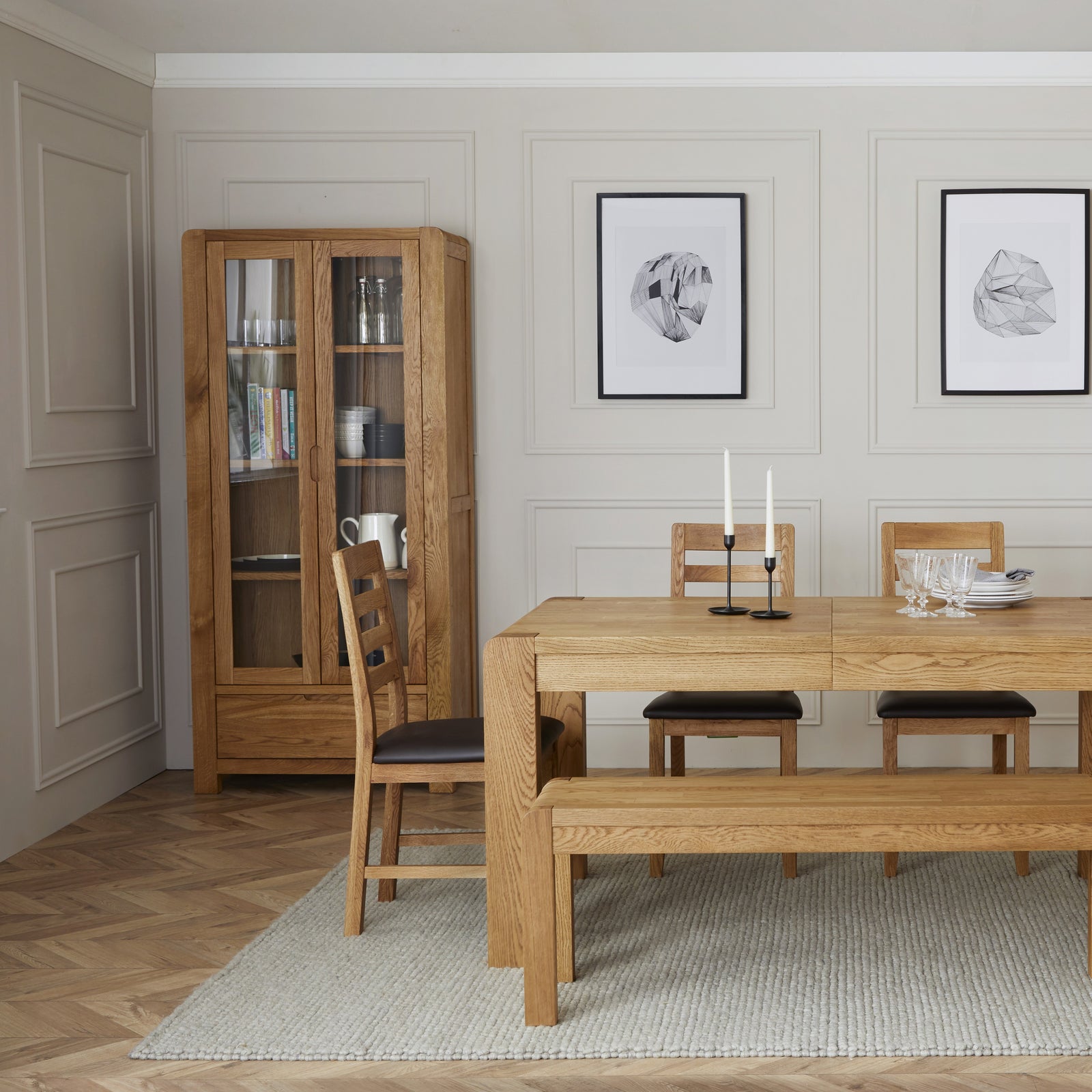 Solvi Display Cabinet - Display Cabinet Solid Oak / Oak Veneer Display Cabinets Sterling Home 2