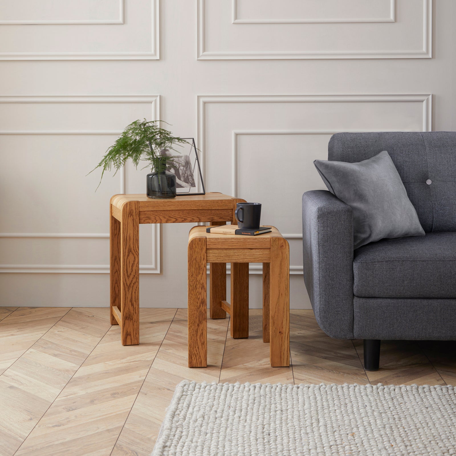 Solvi Next of Side Tables - Nest of Tables Solid Oak / Oak Veneer Nests of Tables Sterling Home 2