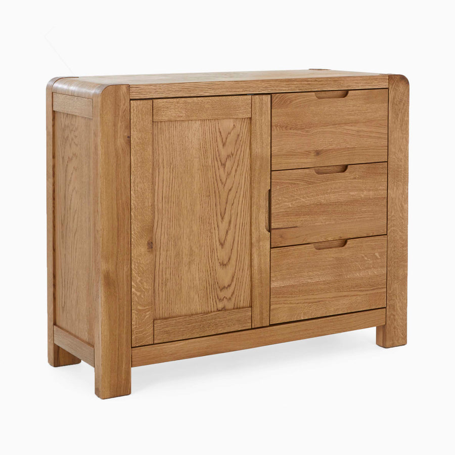Solvi Small Sideboard - Small Sideboard Solid Oak / Oak Veneer Storage Sterling Home 1