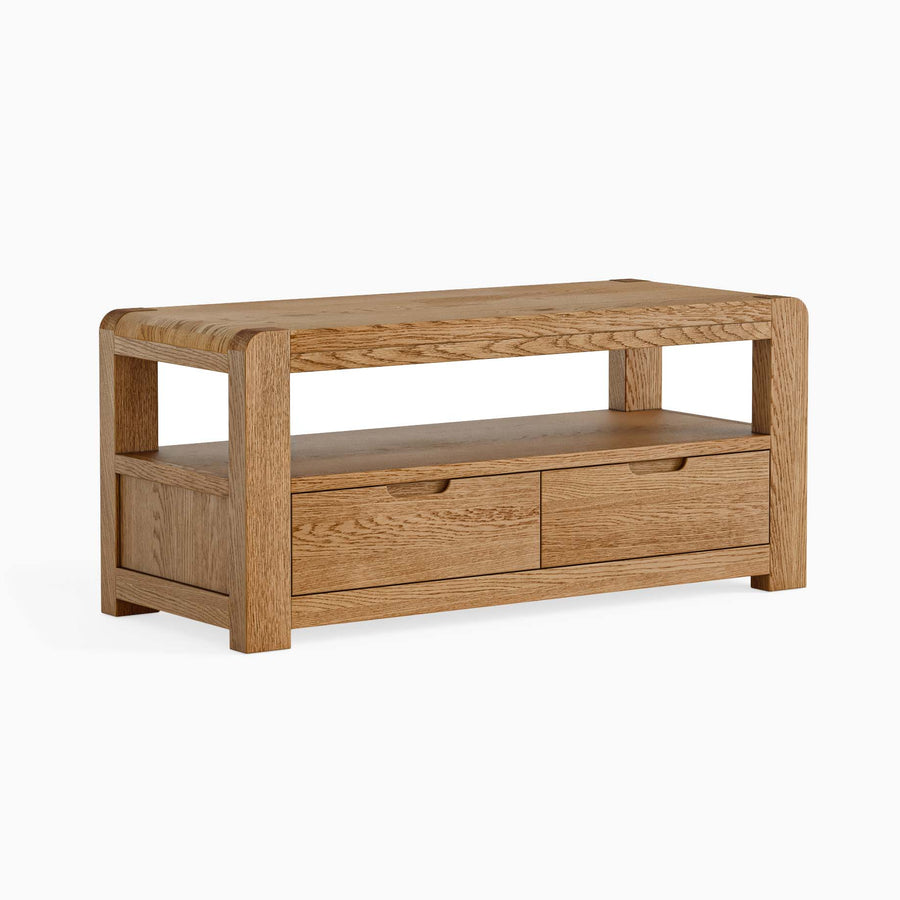 Solvi TV Unit - Small TV Unit Solid Oak / Oak Veneer Storage Sterling Home 1