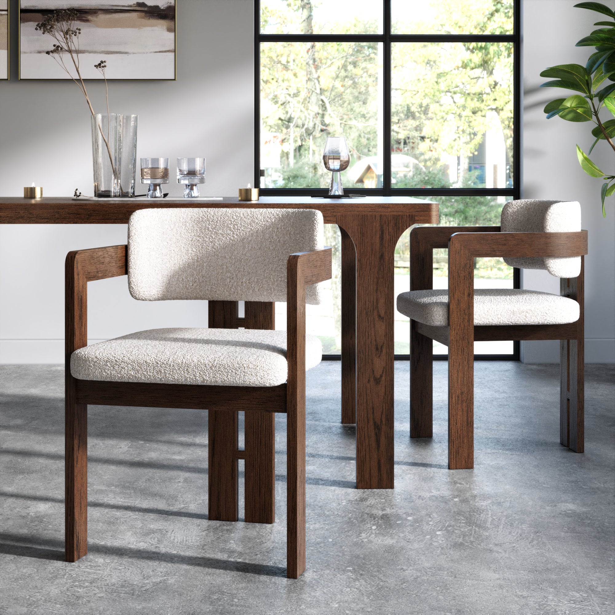 Sonoma Boucle Armchair - Dining Armchair Oak Chairs Sterling Home 2