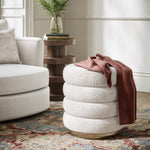 Sonoma Boucle Footstool - Upholstered Foot Stool Oak Footstools Sterling Home 2
