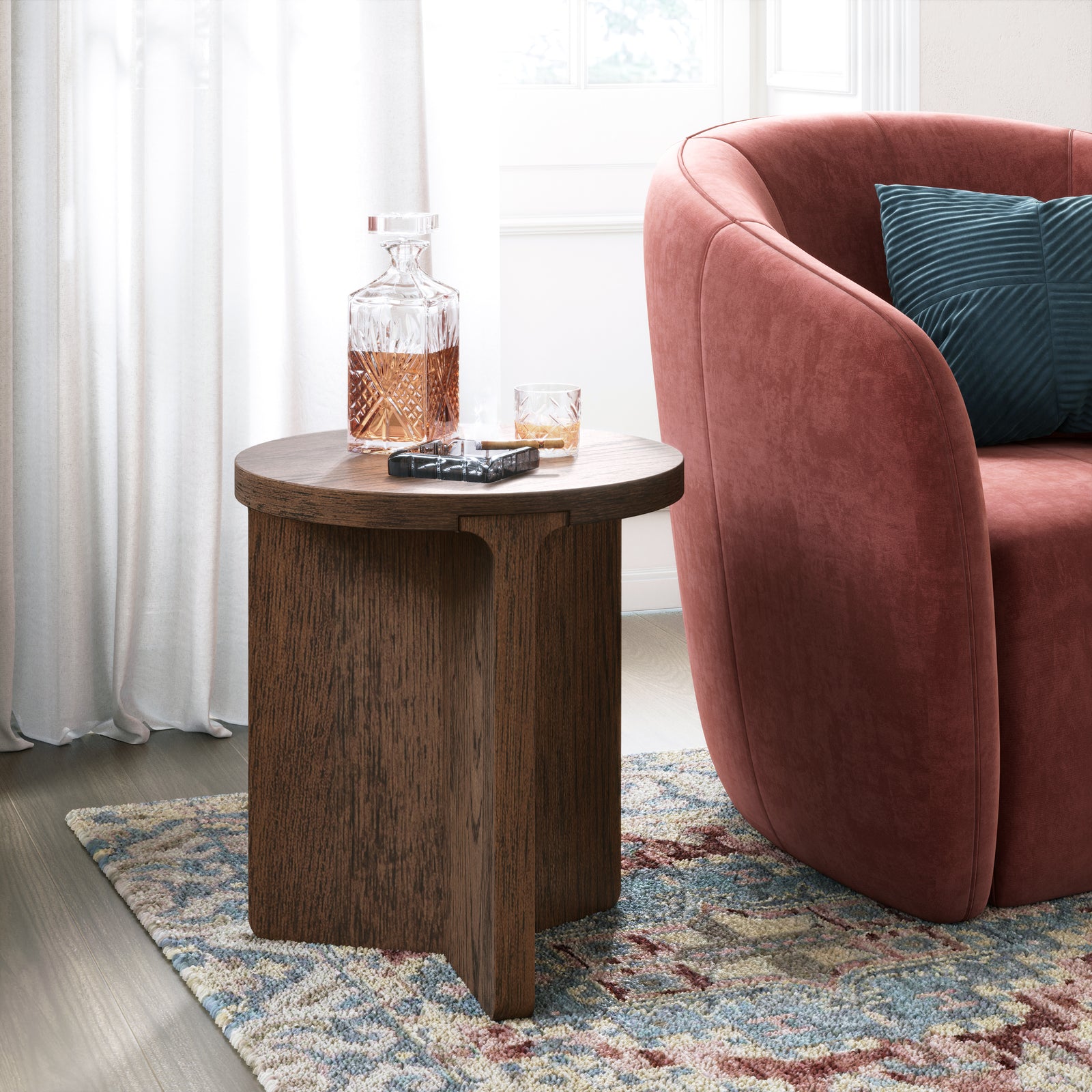 Sonoma Round Side Table - Round Side Table Oak Side Tables Sterling Home 2