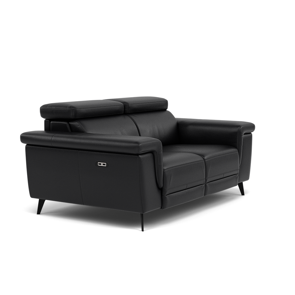Sparta 2 Seater Recliner Sofa - 2 Str W/ 2 Power Recliner W/ 2 Power Headrest Cat M/S - Power with Power Headrest & USB — M5657 Melbourne Black, gallery image 1
