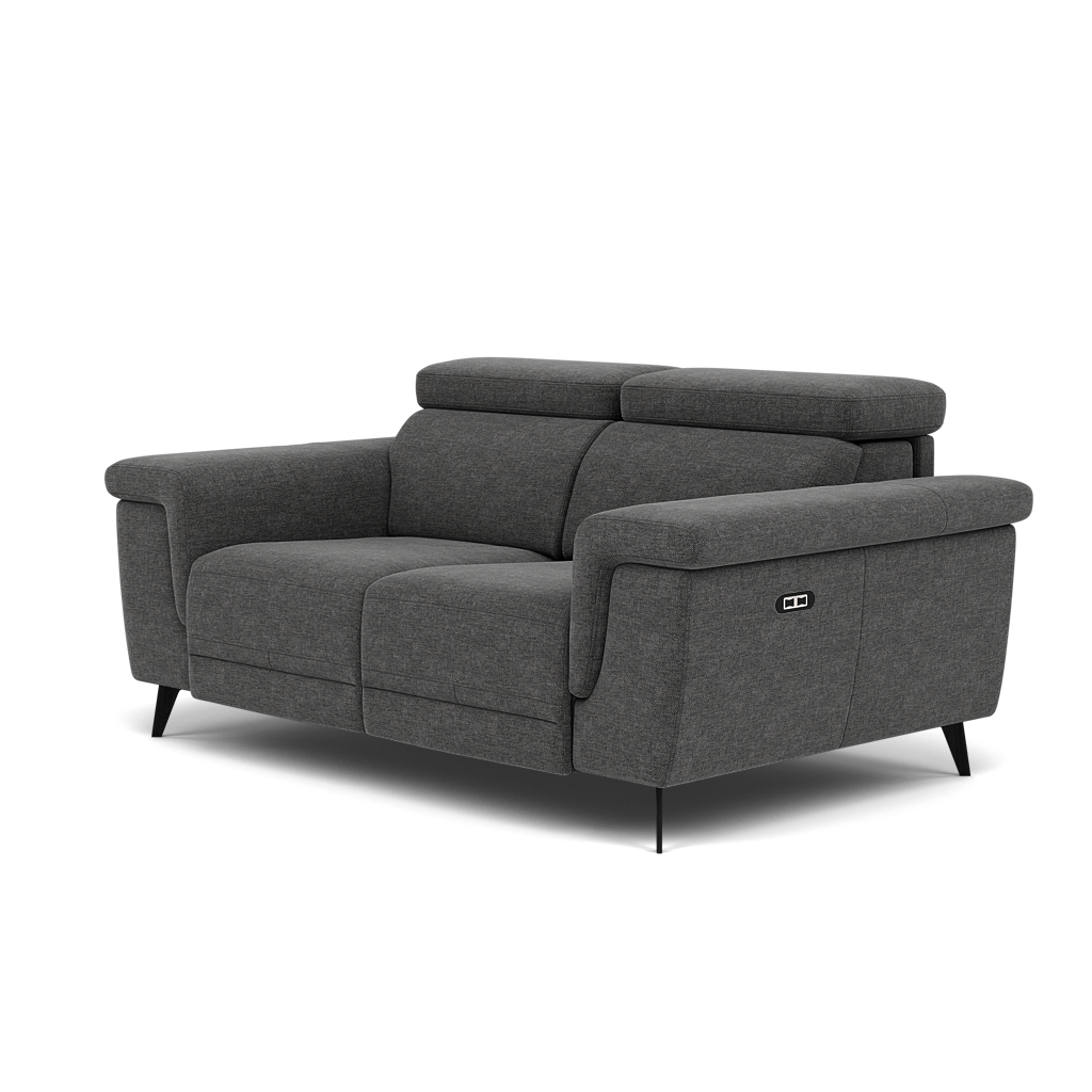 Sparta 2 Seater Recliner Sofa - 2 Str W/ 2 Power Recliner W/ 2 Power Headrest Fabric - Power with Power Headrest & USB — KB-1281-UK Darwin Charcoal, gallery image 3
