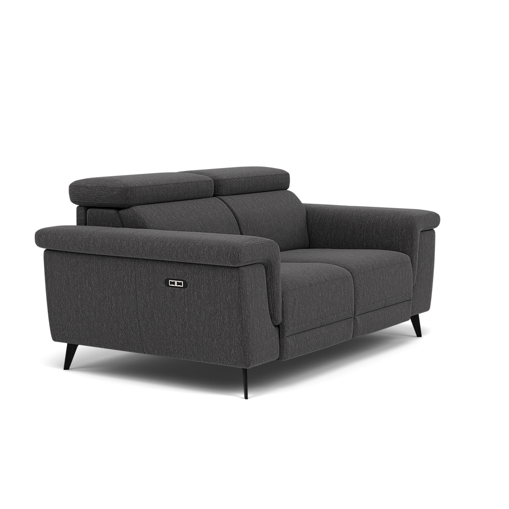 Sparta 2 Seater Recliner Sofa - 2 Str W/ 2 Power Recliner W/ 2 Power Headrest Fabric - Power with Power Headrest & USB — KB-1295-UK Amigo Coal, gallery image 1