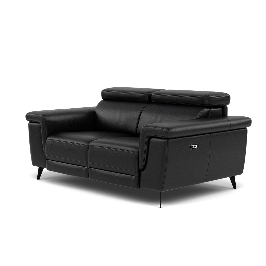 Sparta 2 Seater Recliner Sofa - 2 Str W/ 2 Power Recliner W/ 2 Ratchet Headrest Cat M/S - Power with Manual Headrest — M5657 Melbourne Black, gallery image 3