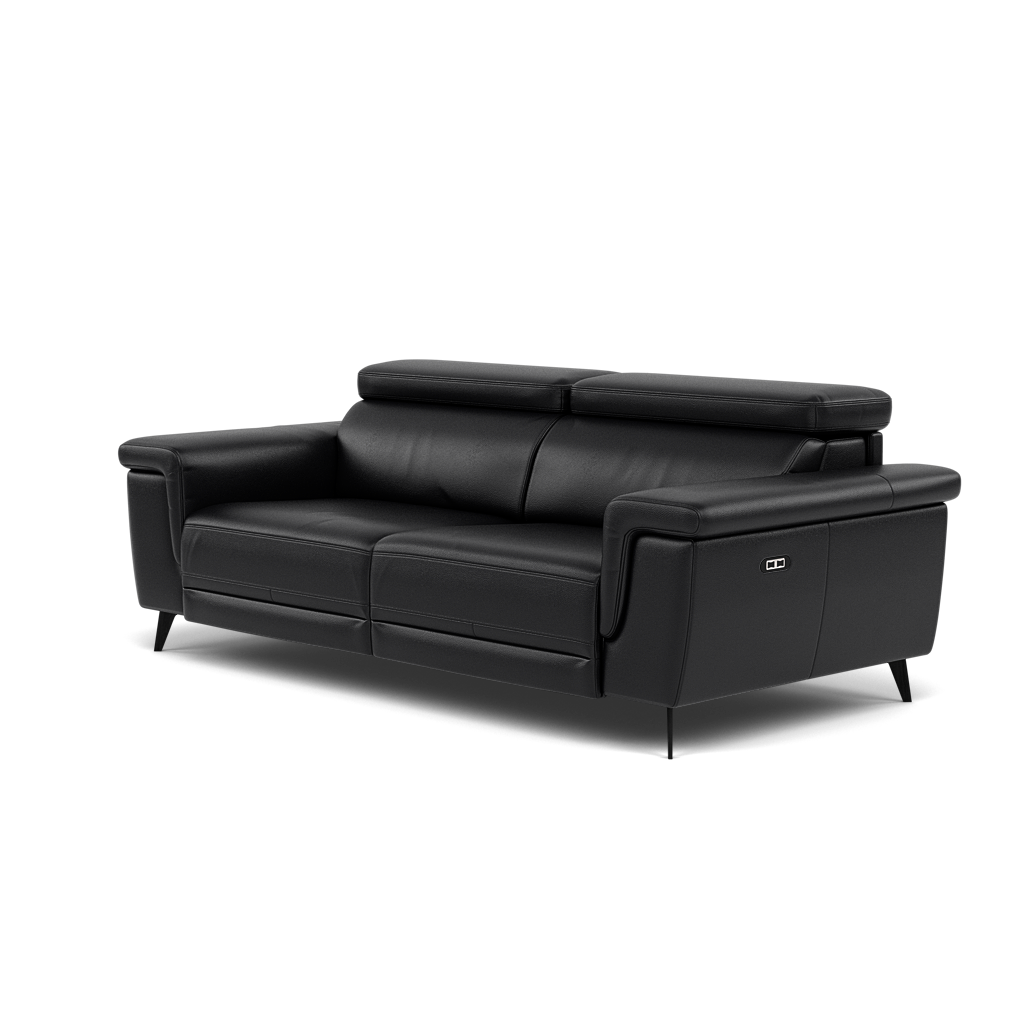Sparta 3 Seater Recliner Sofa - 3 Str W/ 2 Power Recliner W/ 2 Power Headrest Cat M/S - Power with Power Headrest & USB — M5657 Melbourne Black, gallery image 3