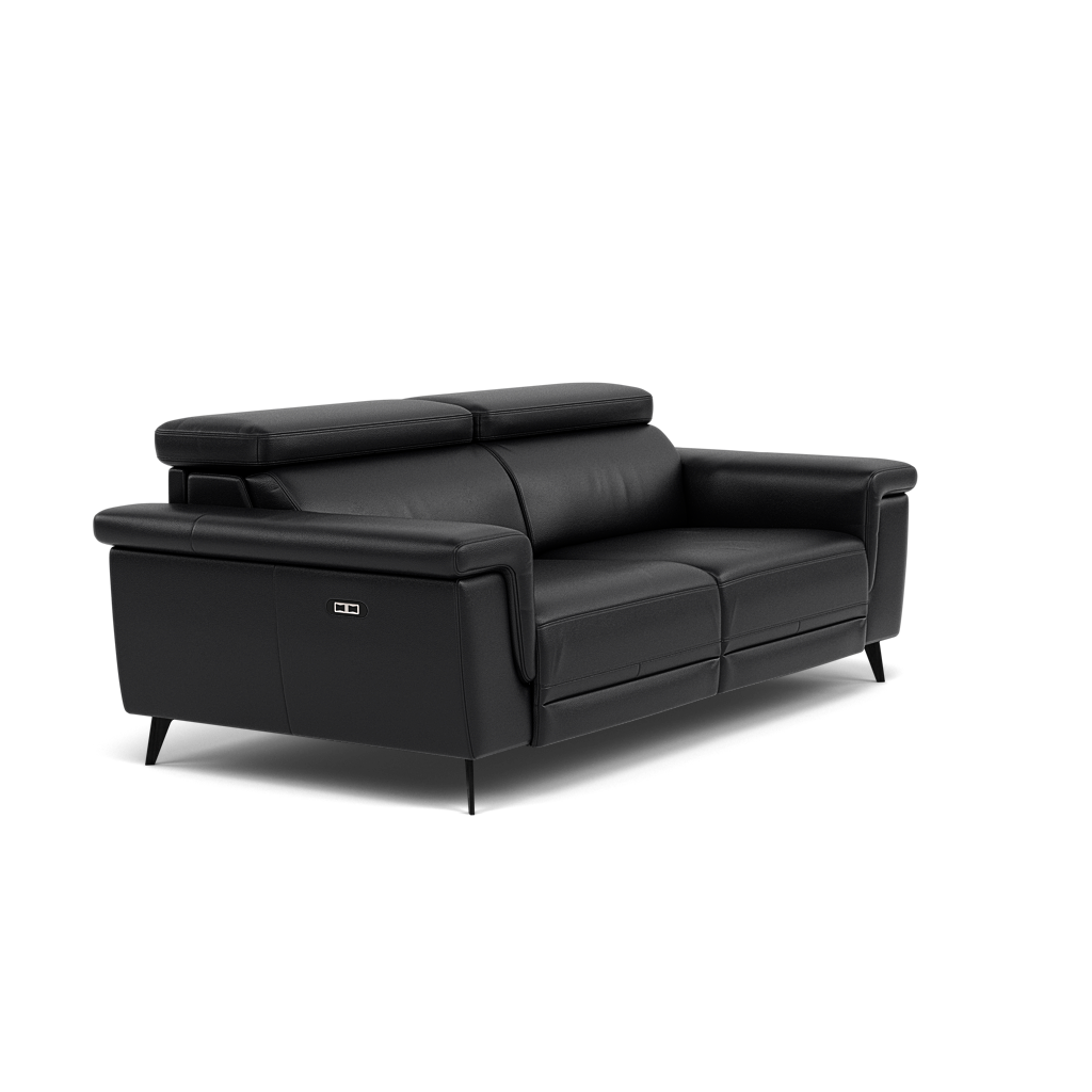 Sparta 3 Seater Recliner Sofa - 3 Str W/ 2 Power Recliner W/ 2 Power Headrest Cat M/S - Power with Power Headrest & USB — M5657 Melbourne Black, gallery image 1