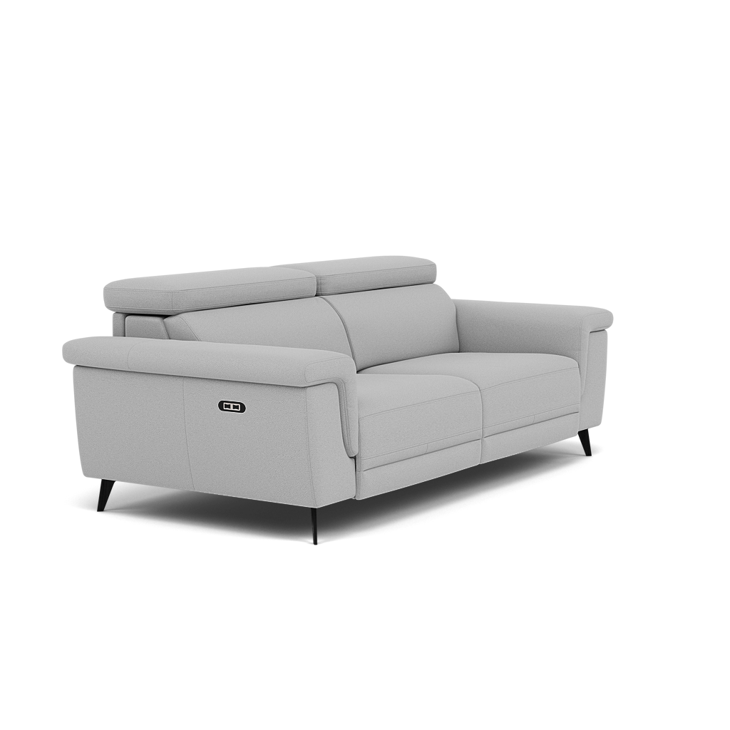 Sparta 3 Seater Recliner Sofa - 3 Str W/ 2 Power Recliner W/ 2 Ratchet Headrest Fabric - Power with Manual Headrest — CU9102-5-UK Oxford Silver, gallery image 1