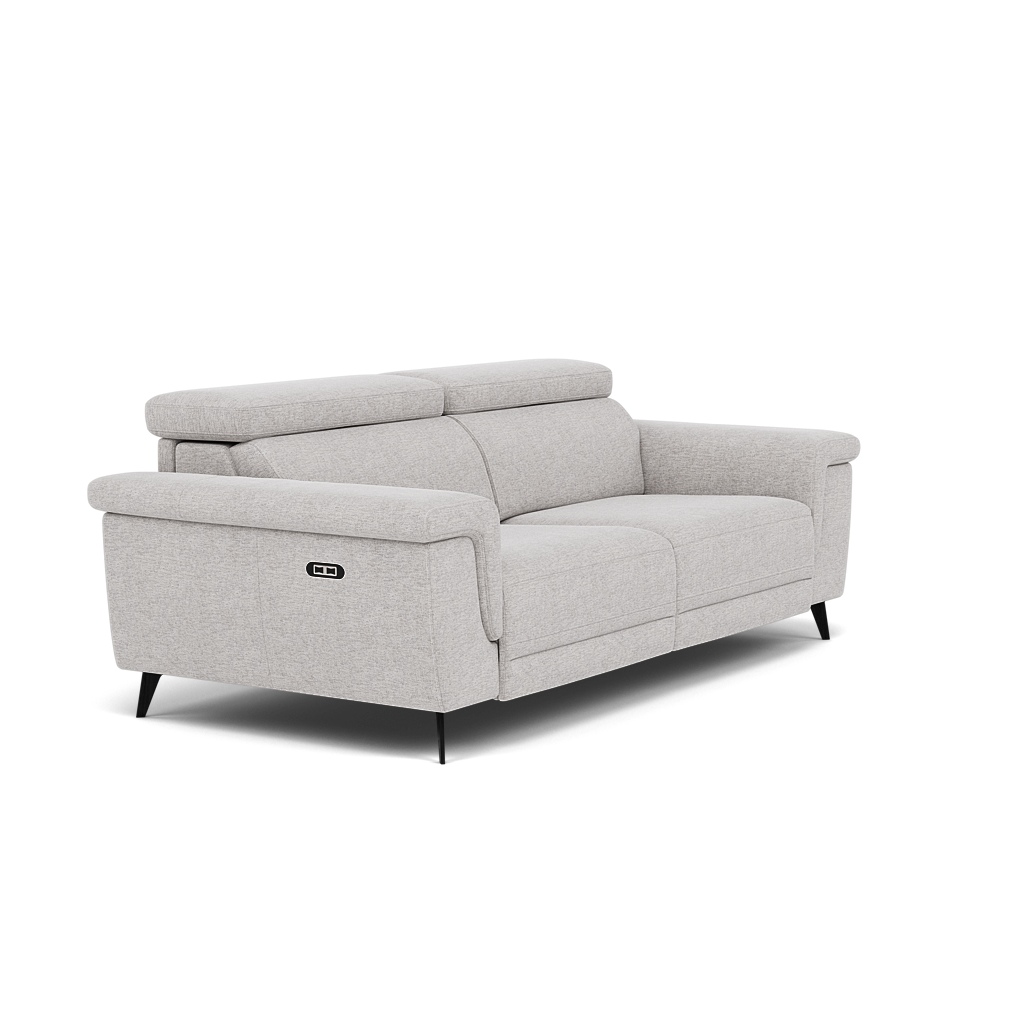 Sparta 3 Seater Recliner Sofa - 3 Str W/ 2 Power Recliner W/ 2 Ratchet Headrest Fabric - Power with Manual Headrest — KB-1280-UK Darwin Silver, gallery image 1