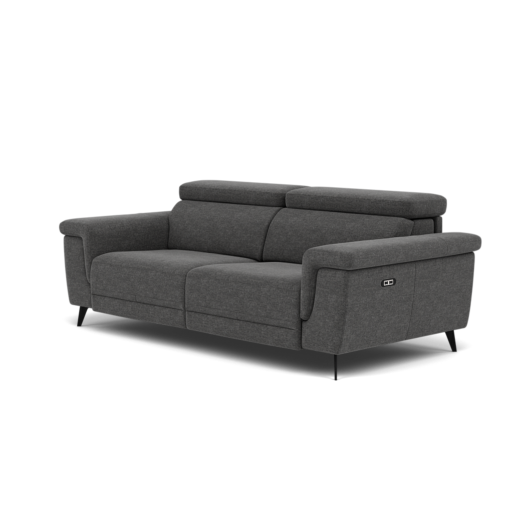 Sparta 3 Seater Recliner Sofa - 3 Str W/ 2 Power Recliner W/ 2 Ratchet Headrest Fabric - Power with Manual Headrest — KB-1281-UK Darwin Charcoal, gallery image 3