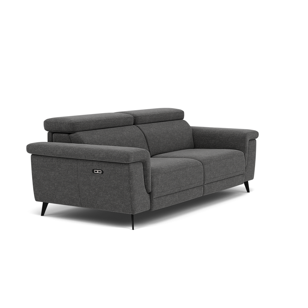 Sparta 3 Seater Recliner Sofa - 3 Str W/ 2 Power Recliner W/ 2 Ratchet Headrest Fabric - Power with Manual Headrest — KB-1281-UK Darwin Charcoal, gallery image 1