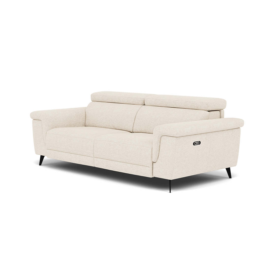 Sparta 3 Seater Recliner Sofa - 3 Str W/ 2 Power Recliner W/ 2 Ratchet Headrest Fabric - Power with Manual Headrest — KB-1285-UK Darwin Ivory, gallery image 3